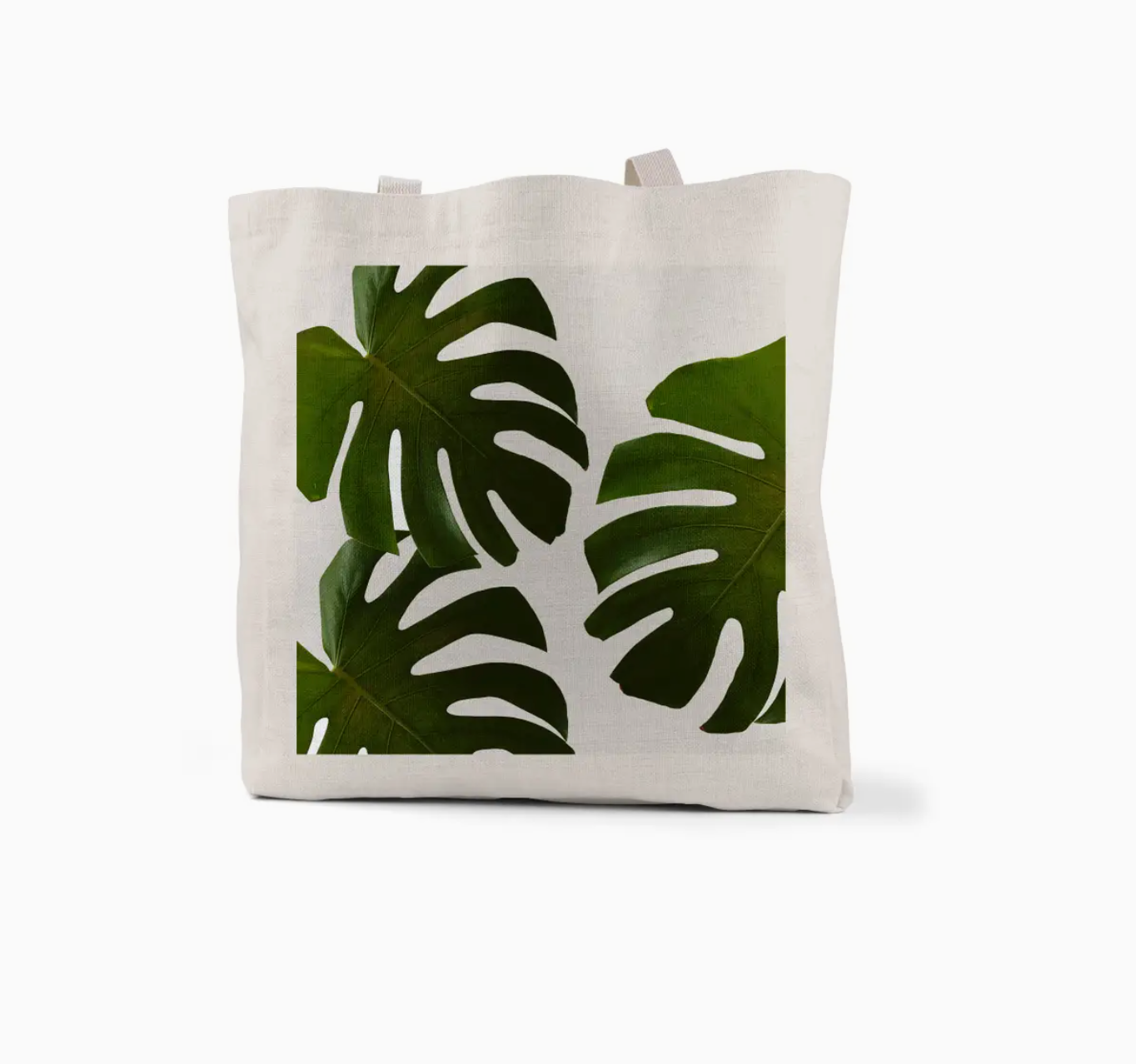 Oahu Monstera Leaf Linen Tote Bag