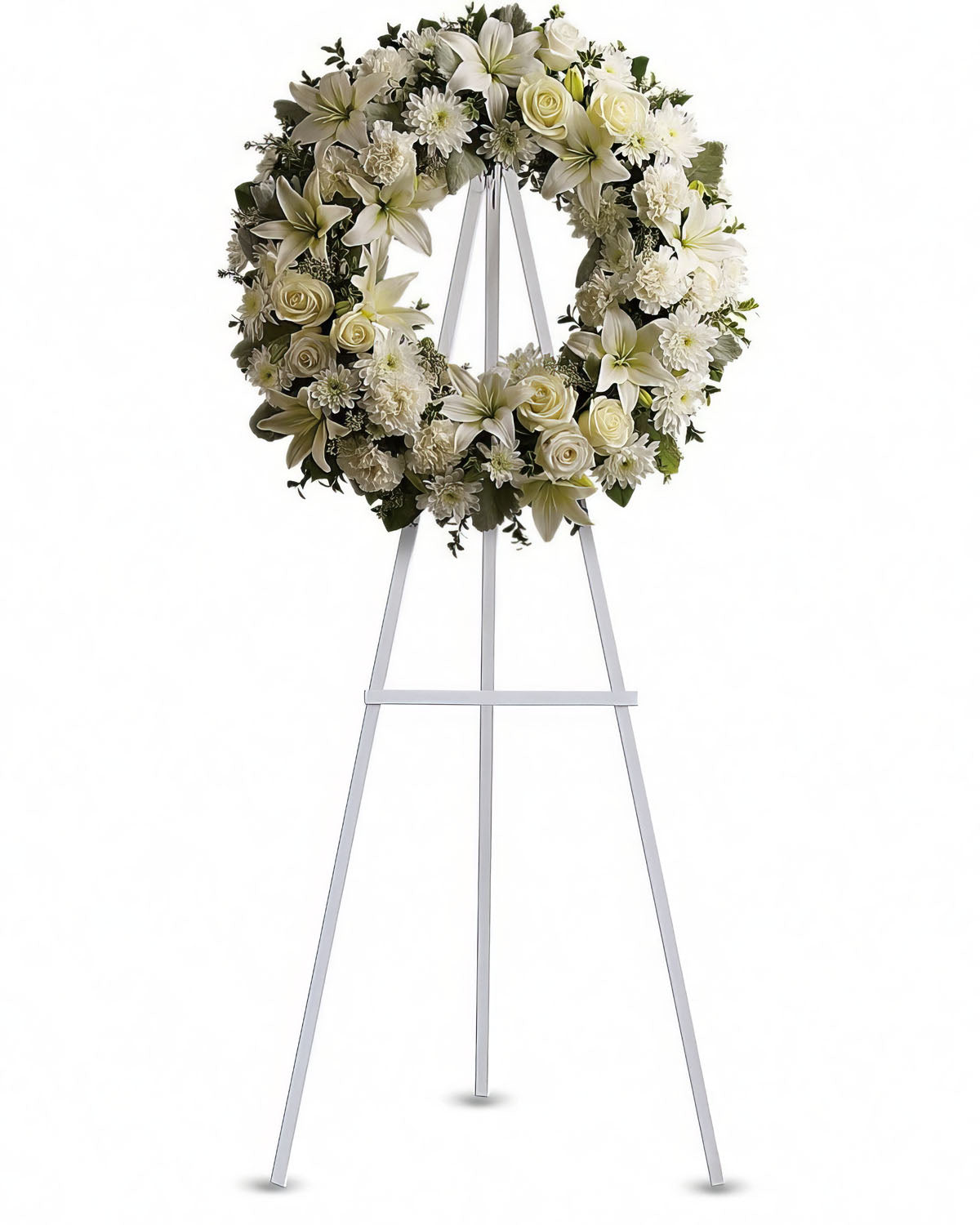 Hanging Tribute Wreath: White